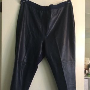 Roaman’s Navy Pleather Leggings